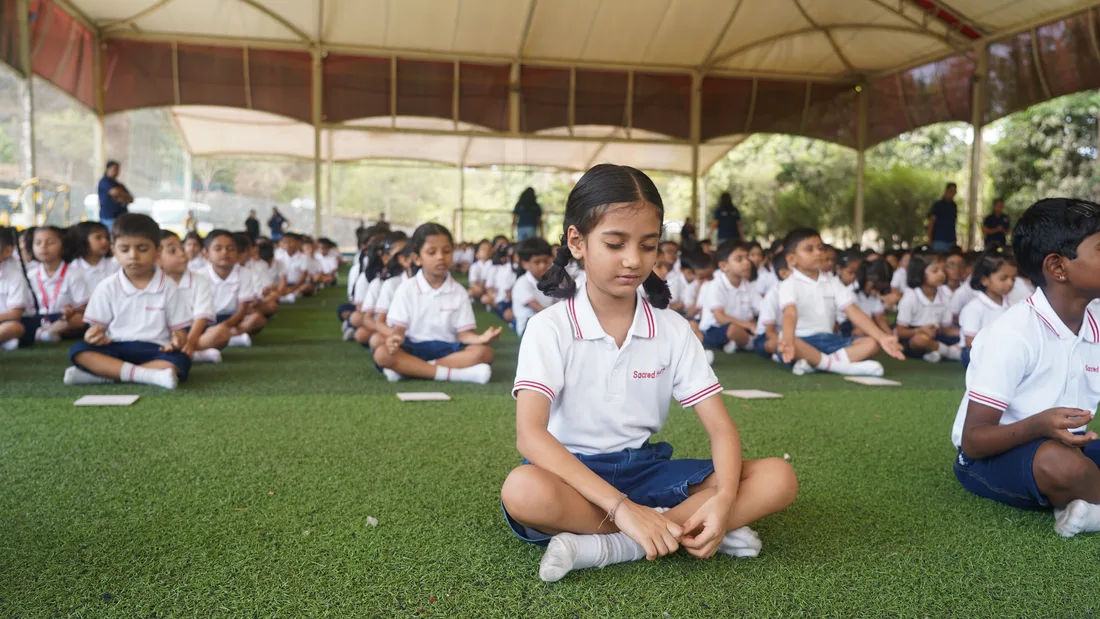 Primary students on Yoga Day