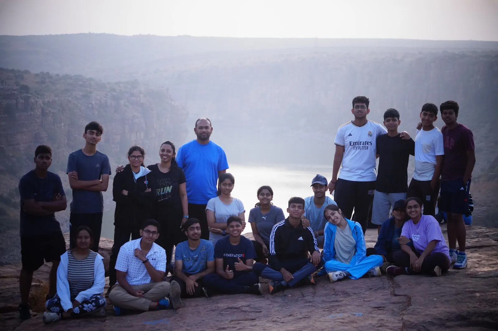 Students and trainers at the Gandikota gorge, the Grand Canyon of India