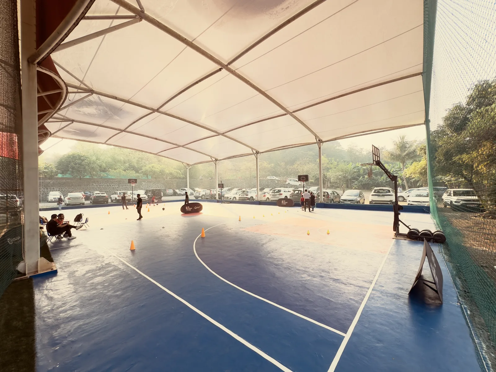 The covered basketball court