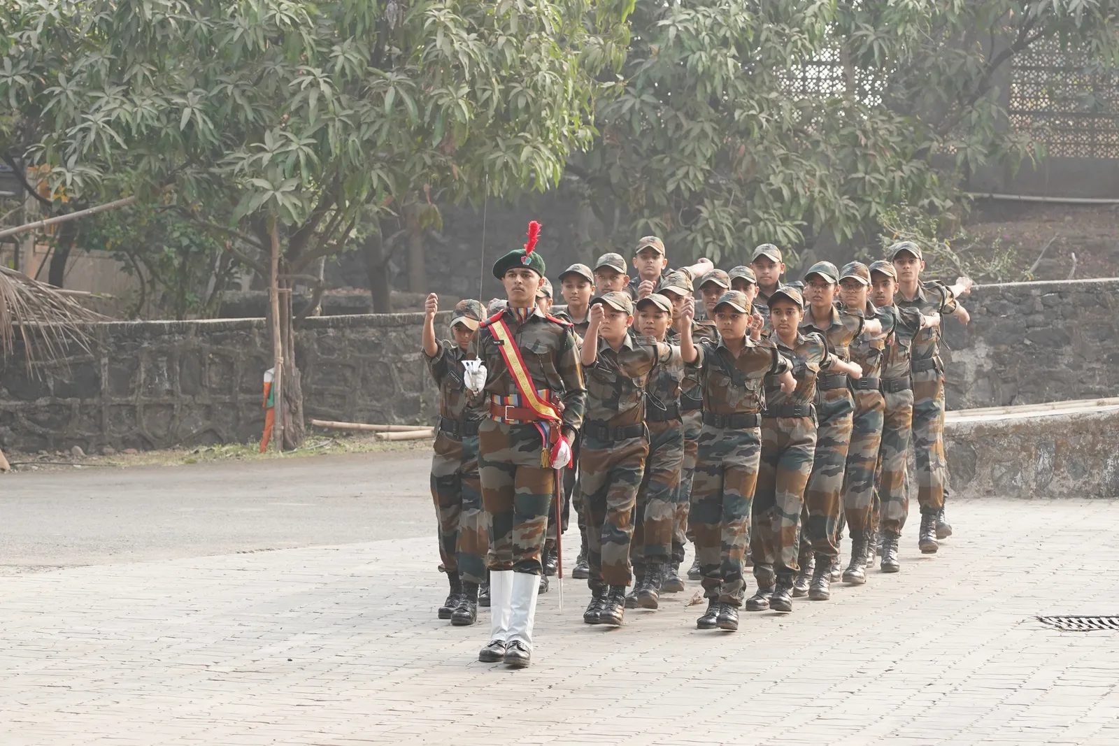 Students in formation during Military Training drills