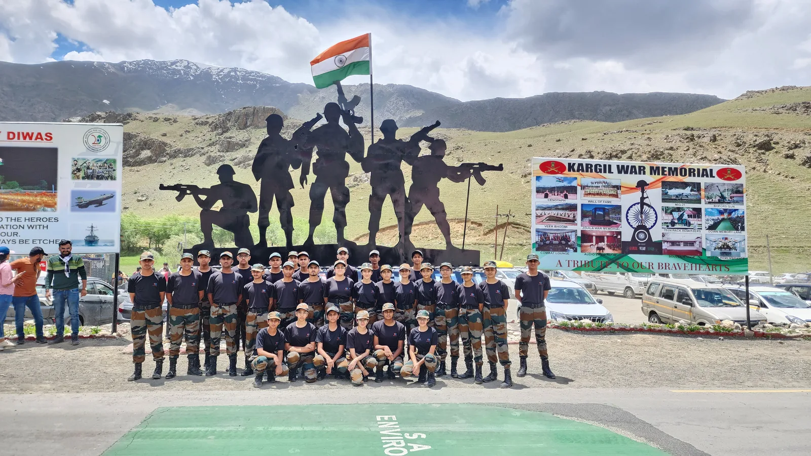 Students on a visit to the Kargil War Memorial