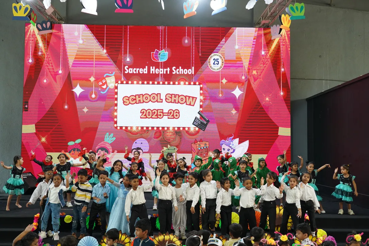 Pre-Primary children gathered on stage at the School Show finale
