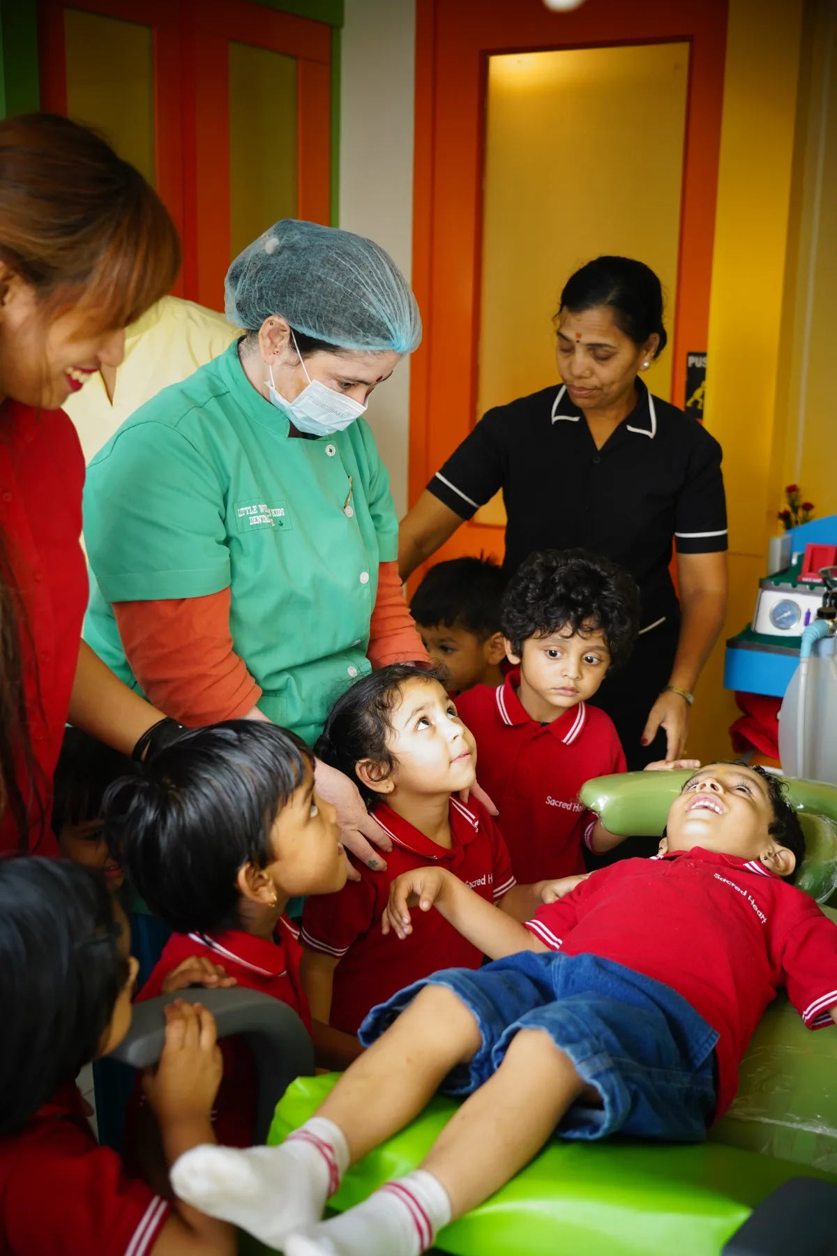 A Pre-Primary child at the dentist during a class visit