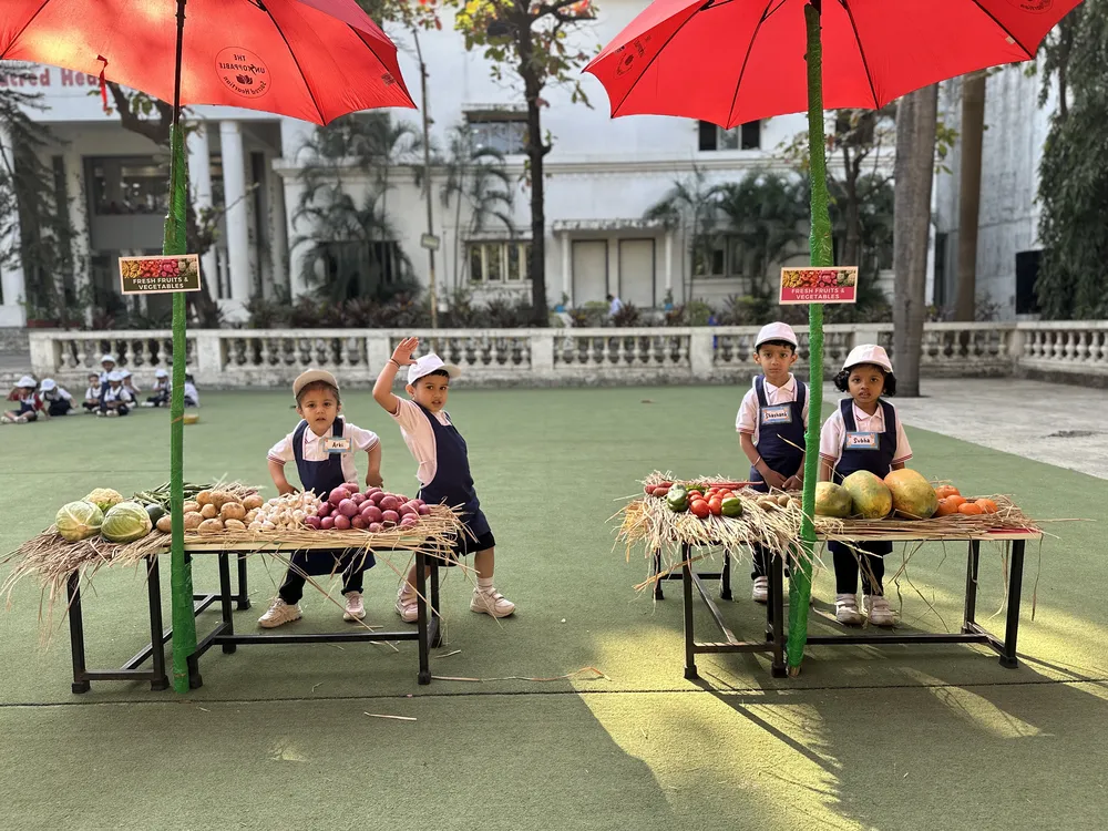 Pre-Primary children at a mini market set up on campus