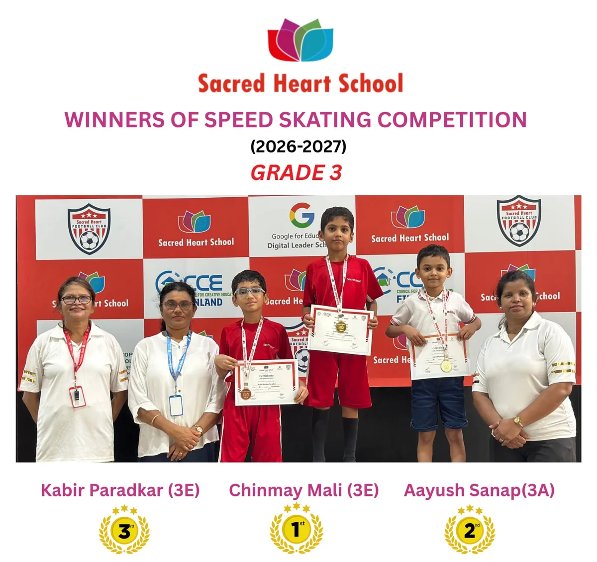 More Grade 3 boys' winners of the Speed Skating Competition on the podium