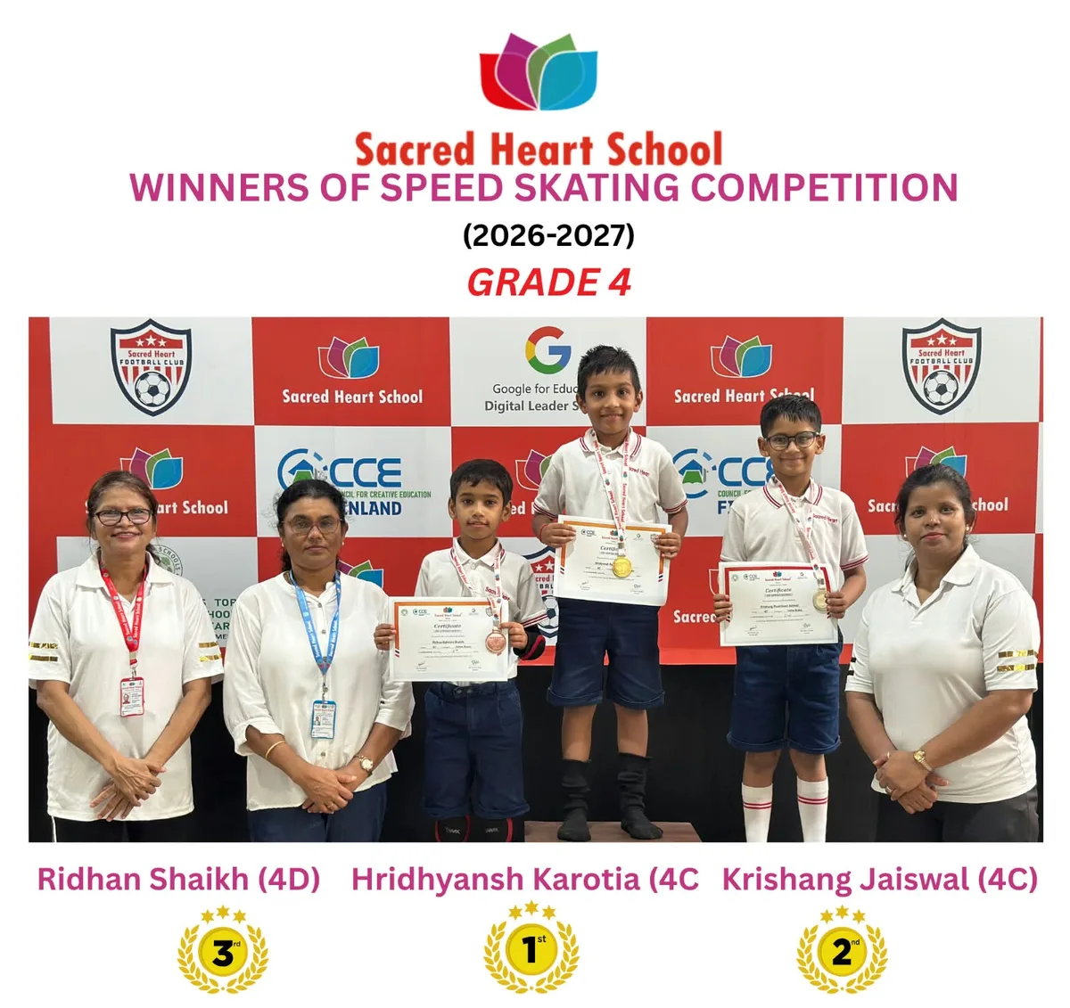 More Grade 4 boys' winners of the Speed Skating Competition on the podium