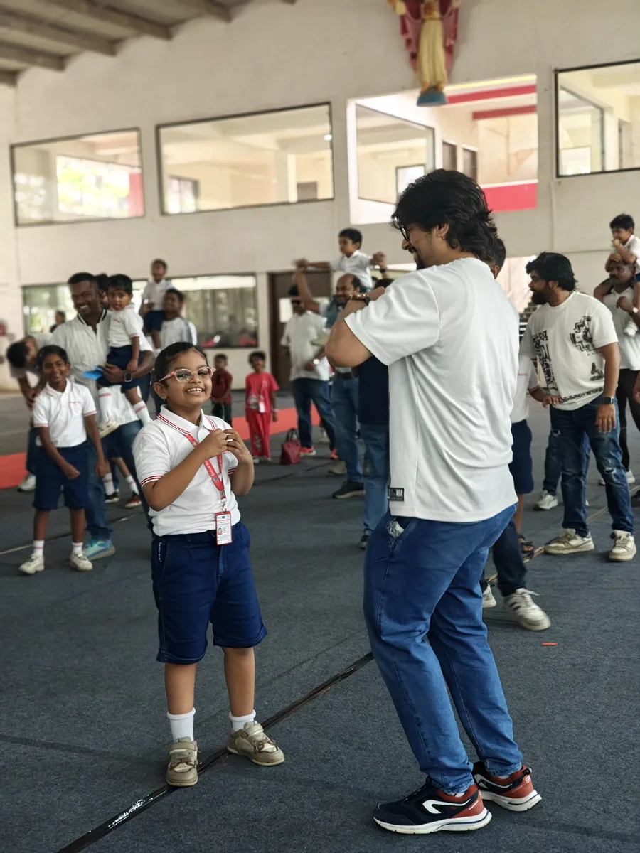 A father and children joining the Father's Day activities