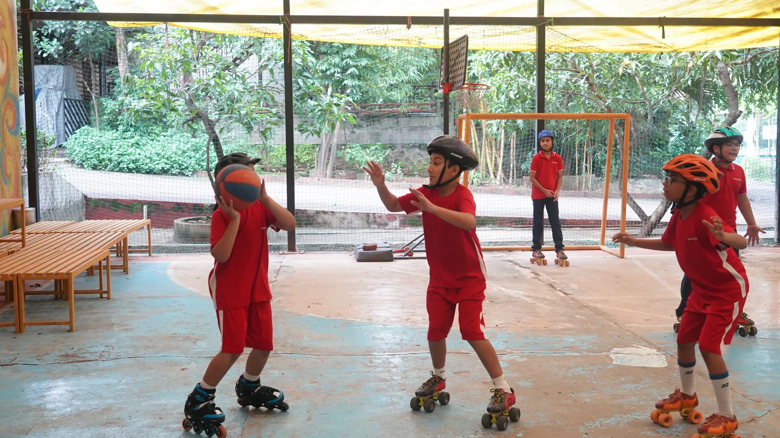 A student skating on the indoor rink